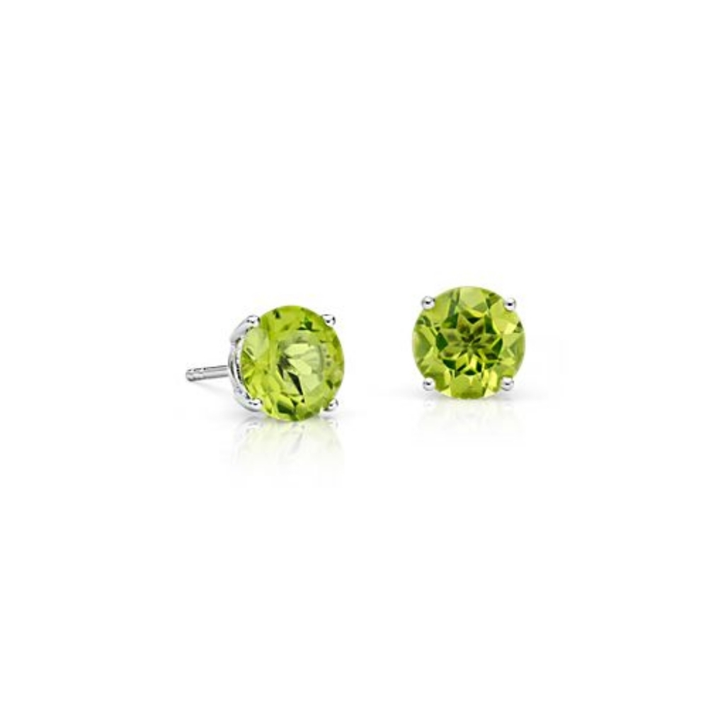 Blue Nile Peridot Stud Earrings In 14k White Gold (7mm)